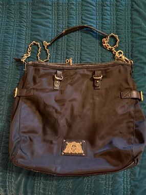 Black Women’s Shoulder Bag with Gold Hardware